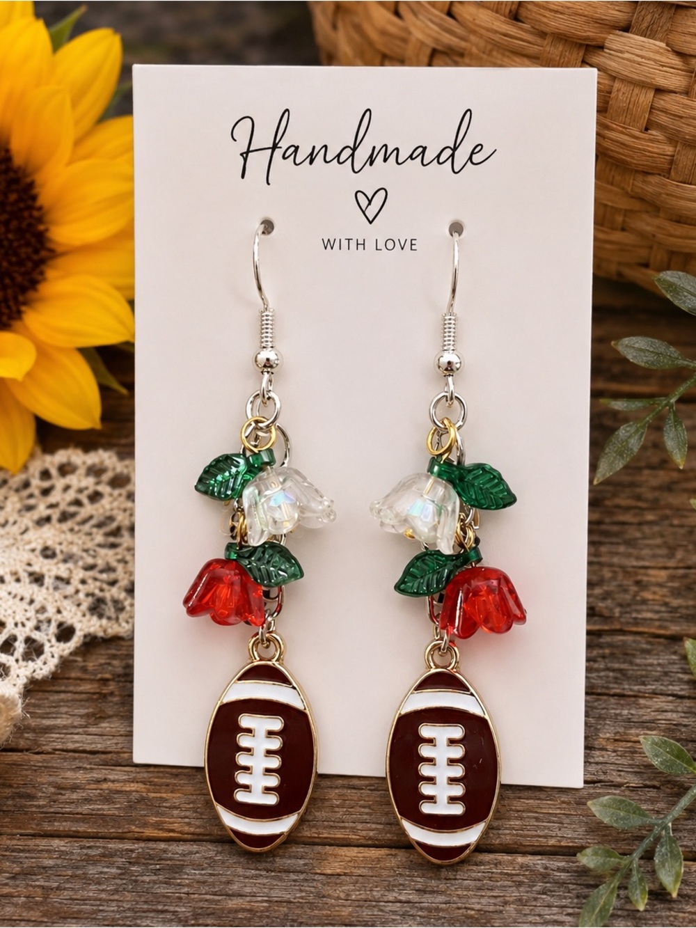 Handmade Football Earrings 🏈